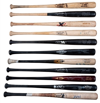 Lot of (11) St. Louis Cardinals and Red Sox Players Game Used Bats (PSA/DNA Pre-Certified)